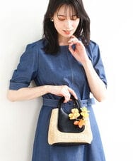 BPSGM43032 MK MICHEL KLEIN BAG(MK ミッシェルクラン バッグ) フラワービーズチャーム ライトブルー