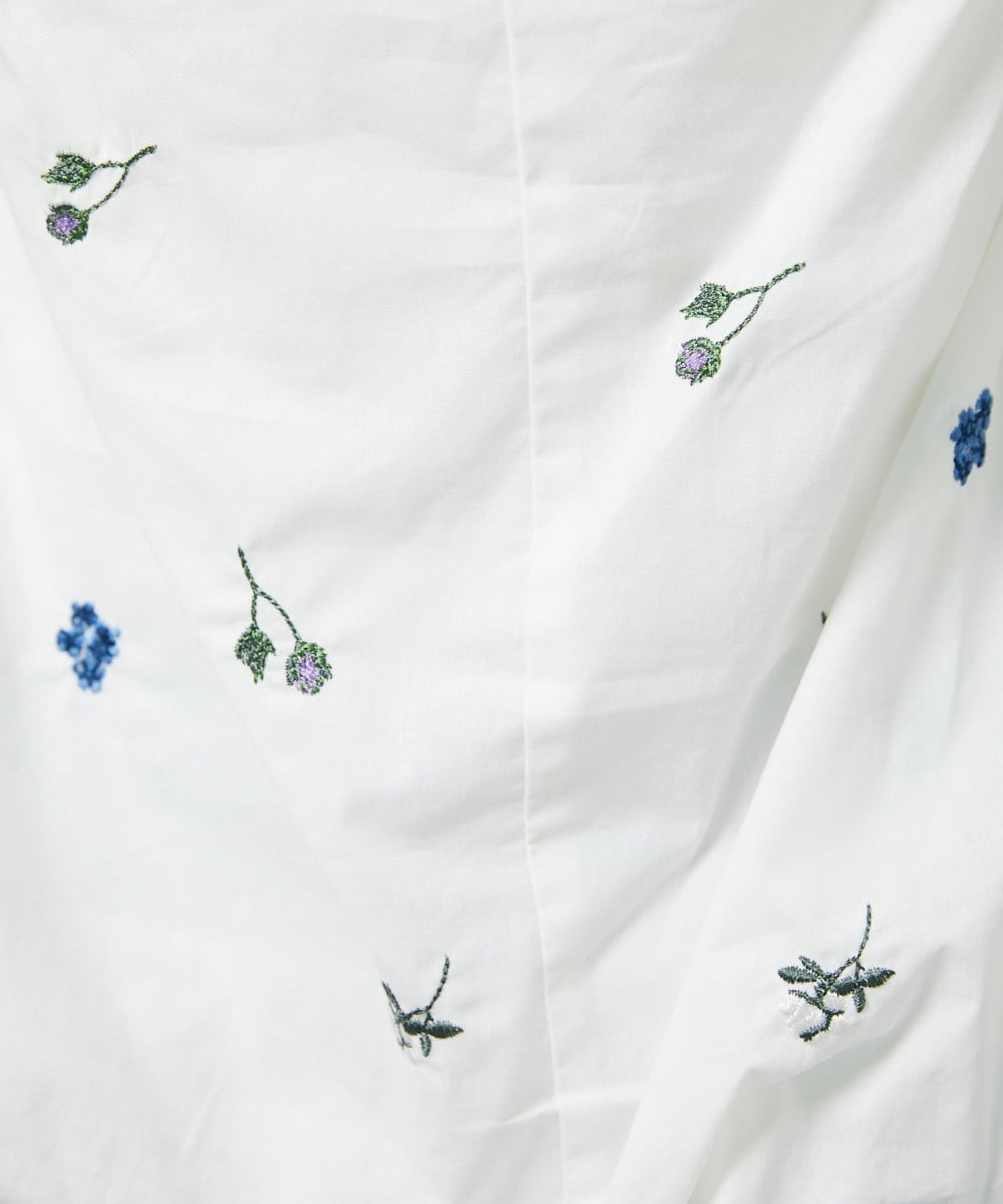 CTBID01060 TONEA(トネア) フラワー刺繍 バルーンノースリーブブラウス ホワイト