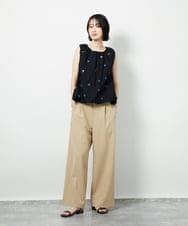 CTBID01060 TONEA(トネア) フラワー刺繍 バルーンノースリーブブラウス ホワイト