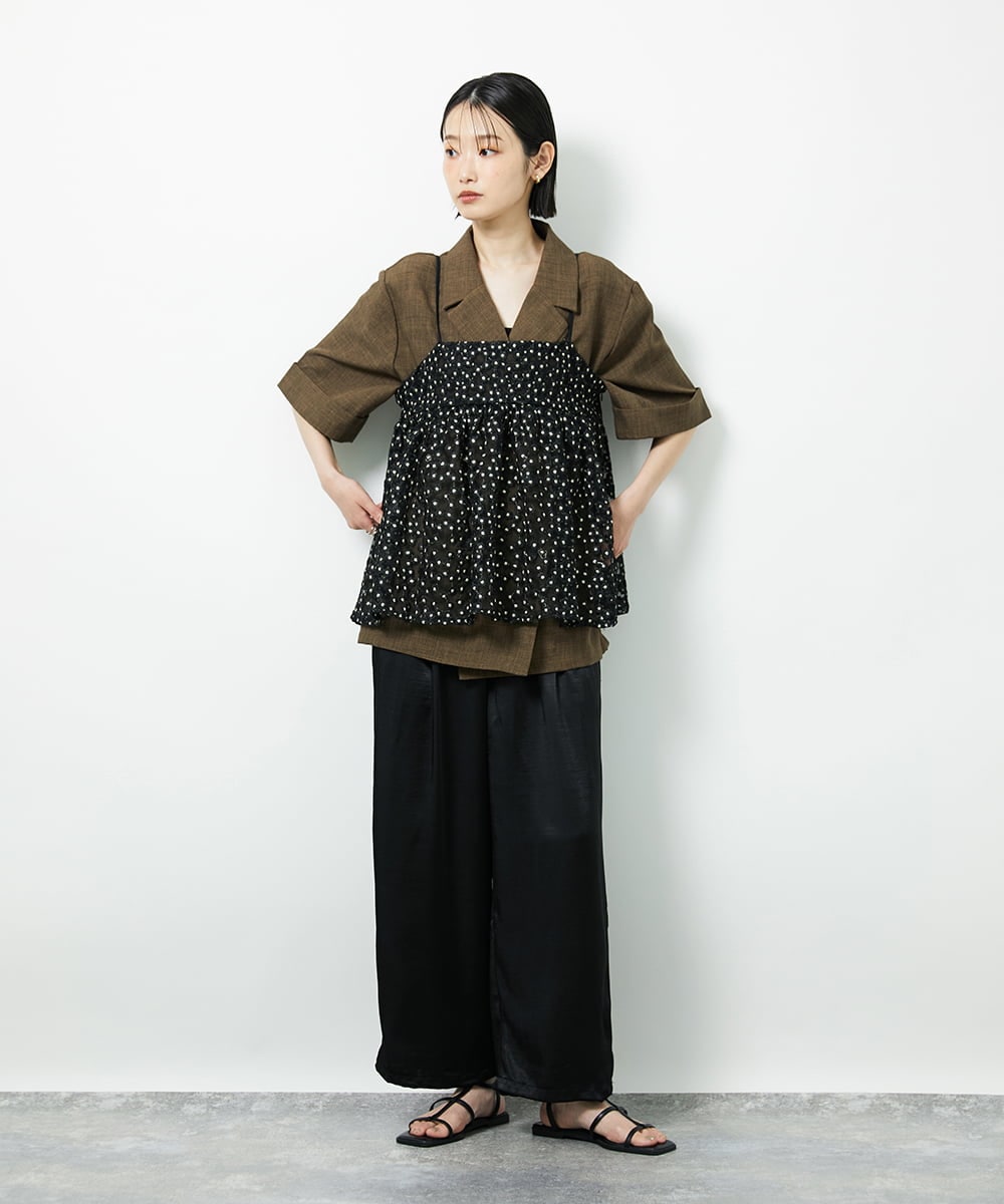 CTBID02055 TONEA(トネア) チュールフラワー刺繍キャミ ブラック