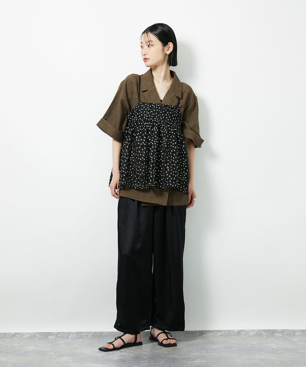 CTBID02055 TONEA(トネア) チュールフラワー刺繍キャミ ブラック