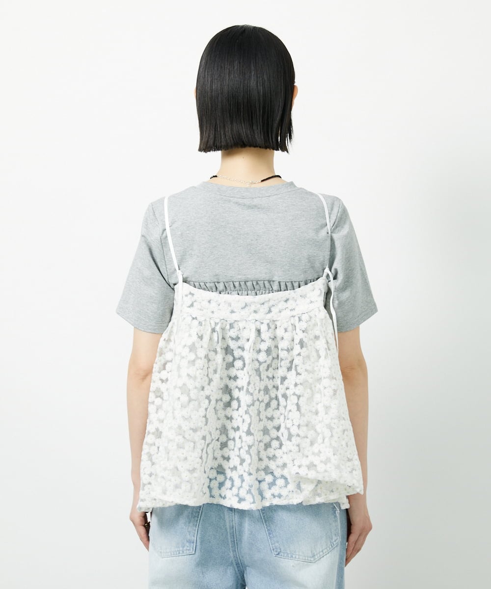 CTBID02055 TONEA(トネア) チュールフラワー刺繍キャミ ブラック