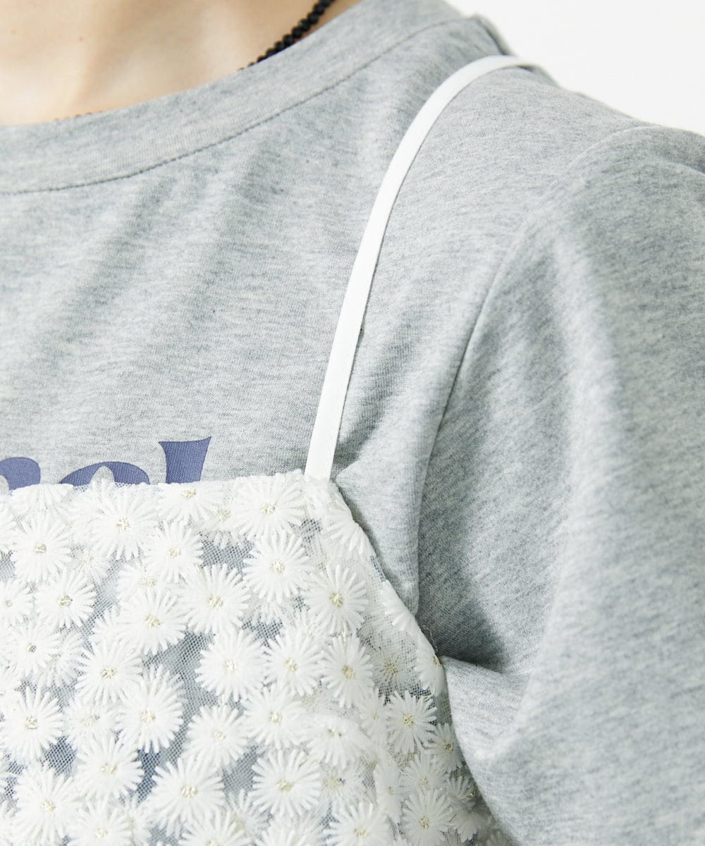 CTBID02055 TONEA(トネア) チュールフラワー刺繍キャミ ブラック