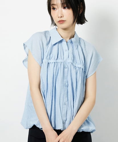CTBID04054 TONEA ニュアンスストライプ バルーンシャーリングシャツ