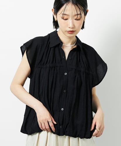 CTBID04054 TONEA ニュアンスストライプ バルーンシャーリングシャツ