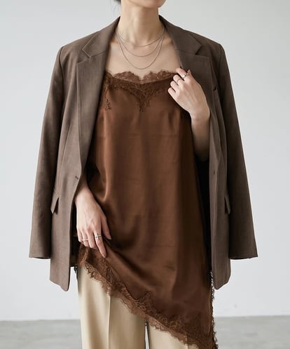 CTBID06059 TONEA サテンレースアシメキャミ