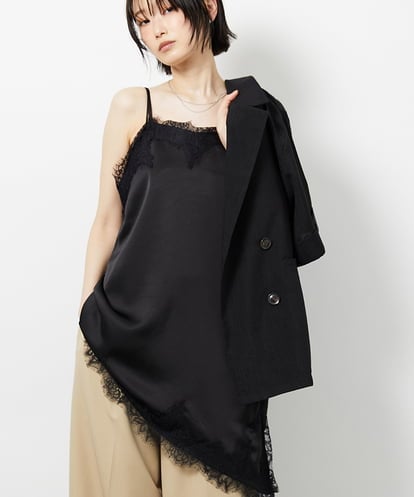 CTBID06059 TONEA サテンレースアシメキャミ