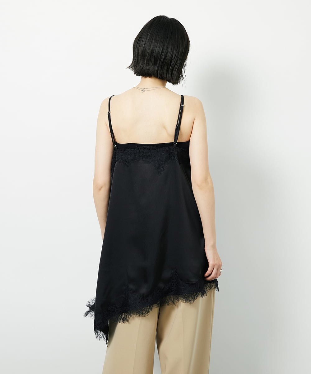 CTBID06059 TONEA(トネア) サテンレースアシメキャミ ブラック