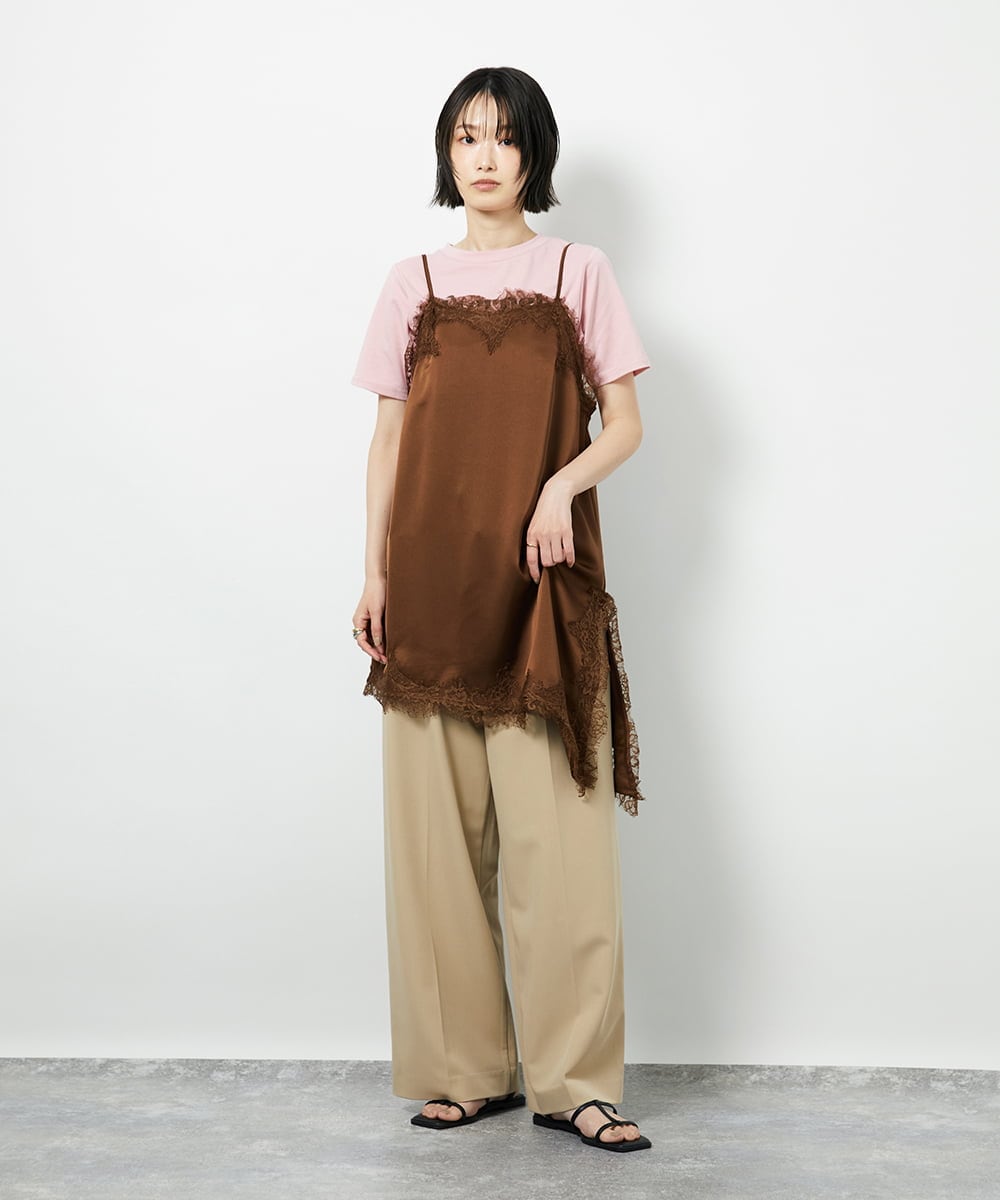 CTBID06059 TONEA(トネア) サテンレースアシメキャミ ブラック
