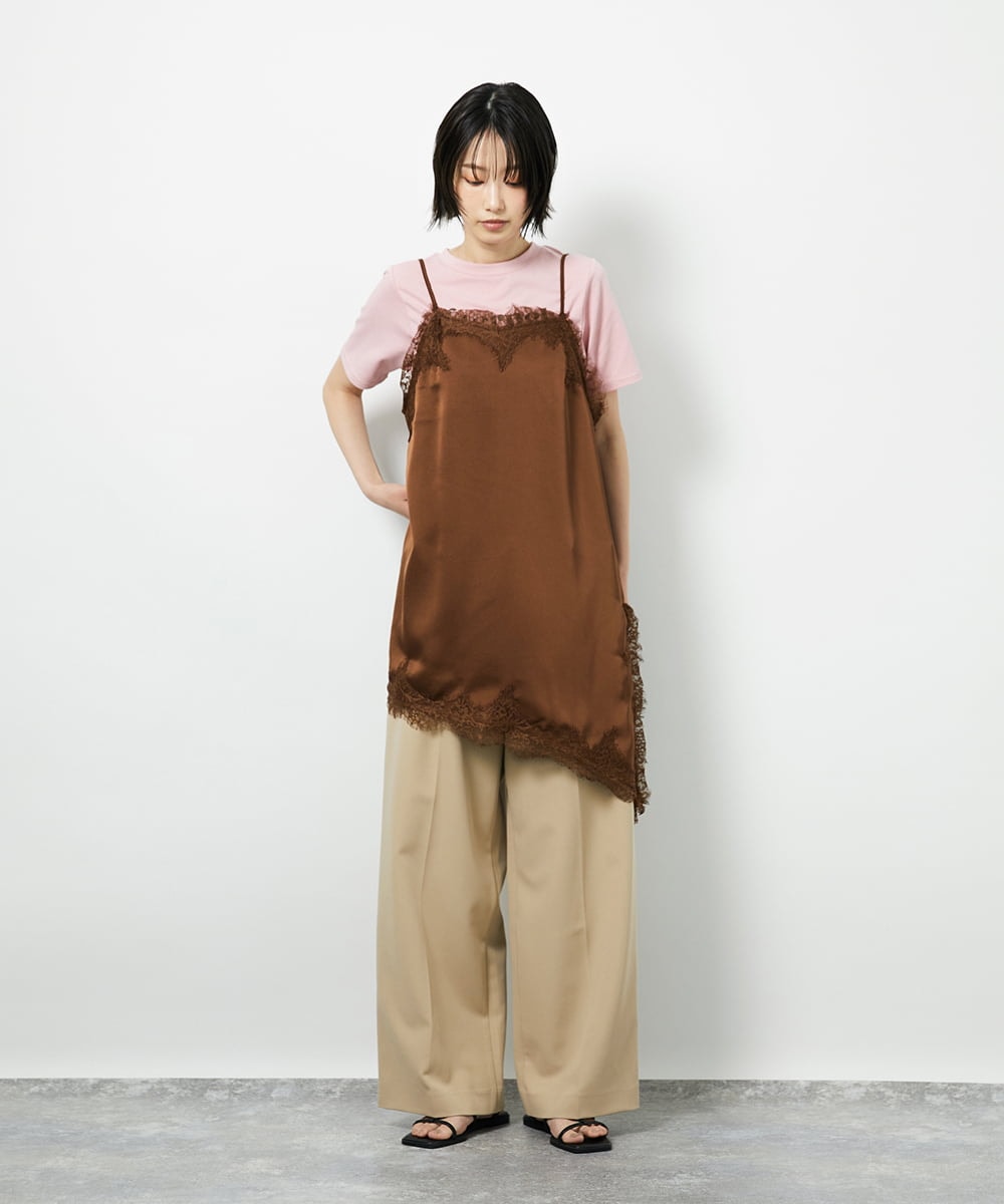 CTBID06059 TONEA(トネア) サテンレースアシメキャミ ブラック