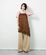 CTBID06059 TONEA(トネア) サテンレースアシメキャミ ブラック