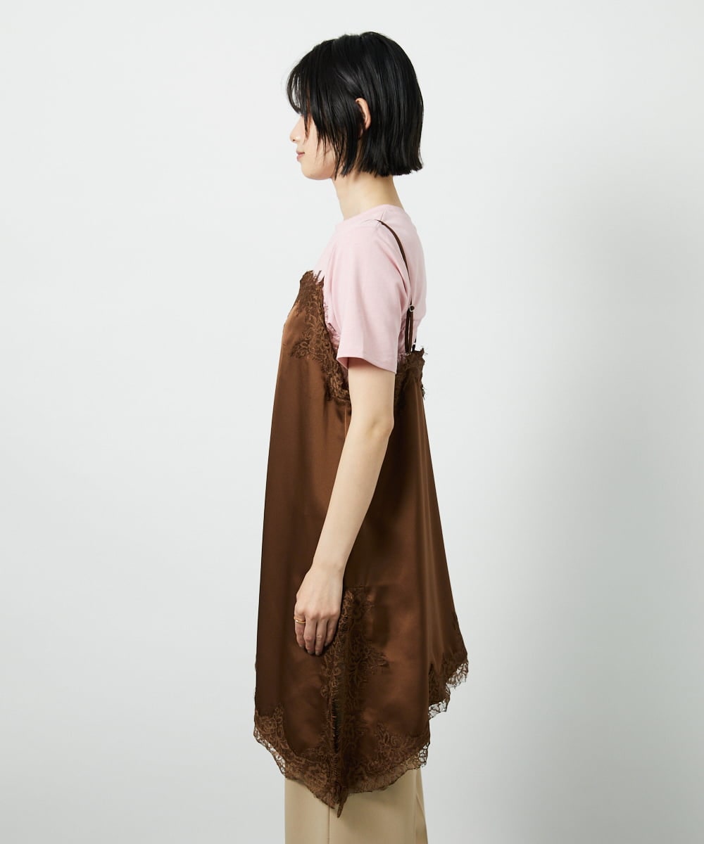 CTBID06059 TONEA(トネア) サテンレースアシメキャミ ブラック