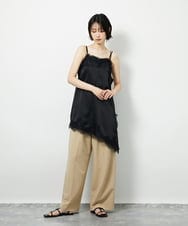 CTBID06059 TONEA(トネア) サテンレースアシメキャミ ブラック