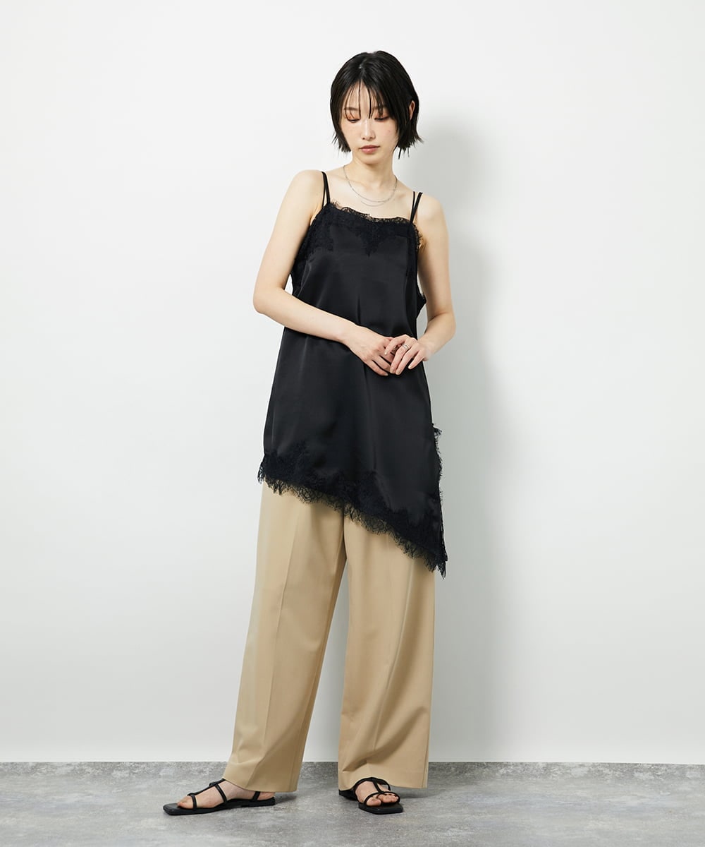 CTBID06059 TONEA(トネア) サテンレースアシメキャミ ブラック