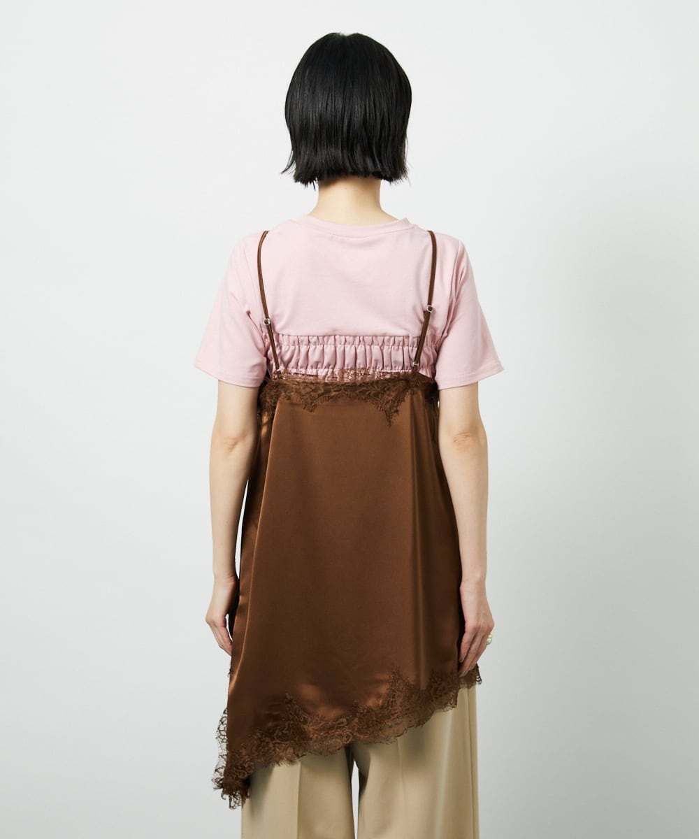 CTBID06059 TONEA(トネア) サテンレースアシメキャミ ブラック