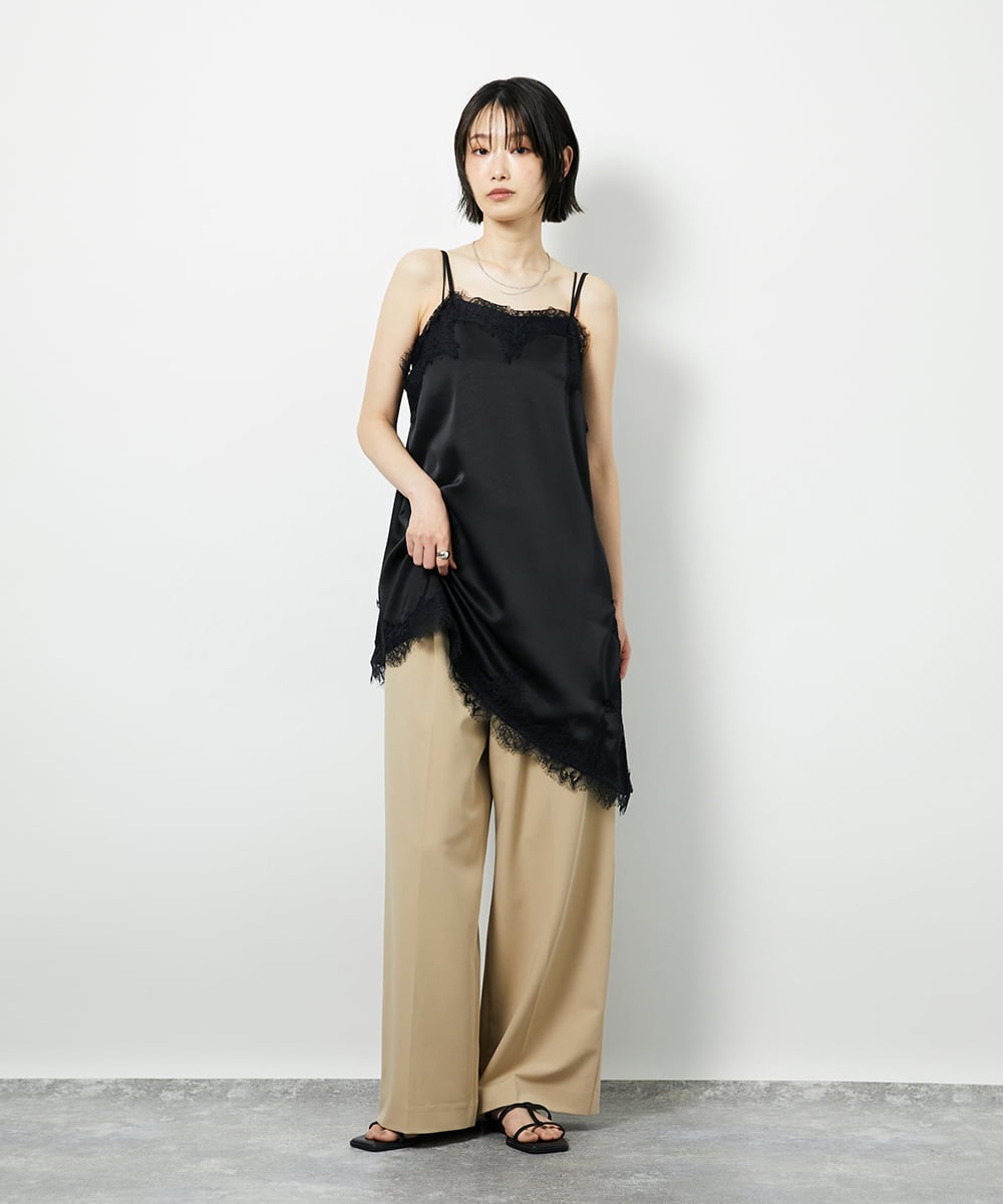 CTBID06059 TONEA(トネア) サテンレースアシメキャミ ブラック