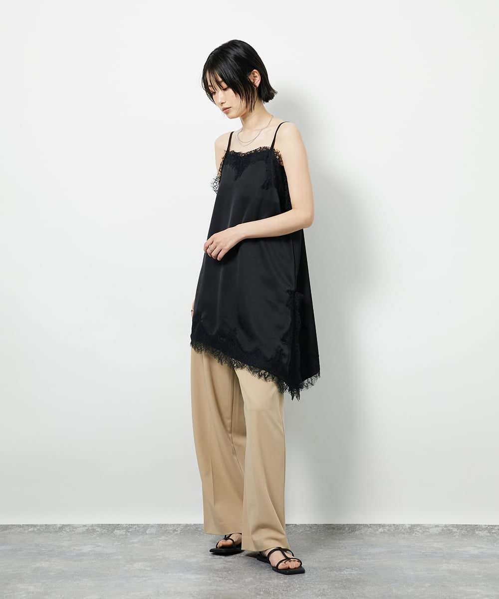 CTBID06059 TONEA(トネア) サテンレースアシメキャミ ブラック