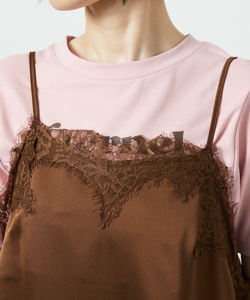 CTBID06059 TONEA(トネア) サテンレースアシメキャミ ブラック