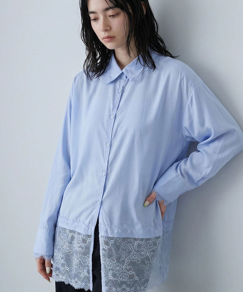 CTBKD01059 TONEA(トネア) レースデザインシャツ ホワイト