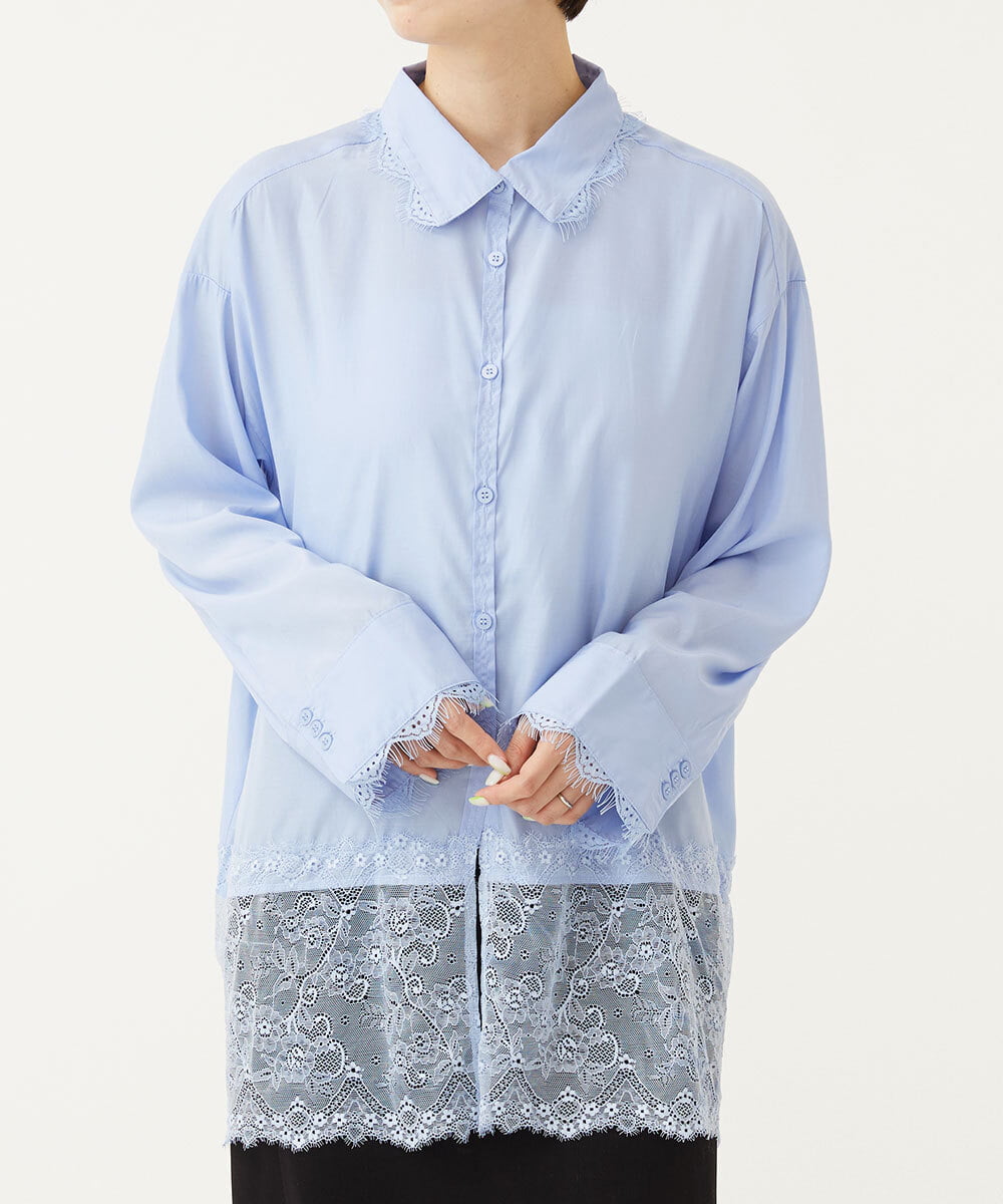 CTBKD01059 TONEA(トネア) レースデザインシャツ ホワイト