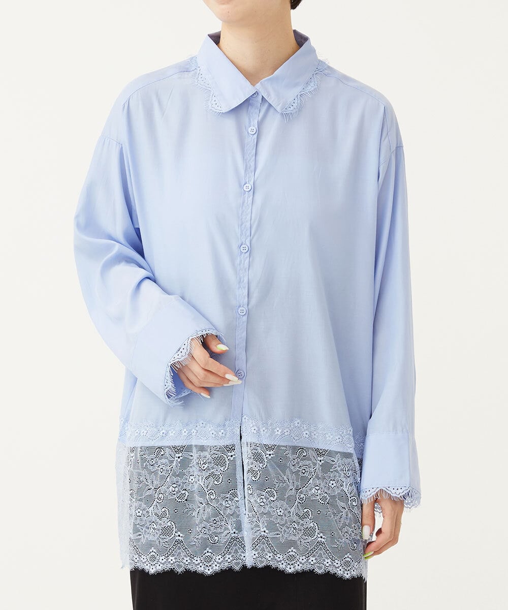 CTBKD01059 TONEA(トネア) レースデザインシャツ ホワイト