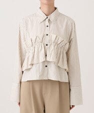 CTBKD02062 TONEA(トネア) ストライプフリルシャツ ライトブルー