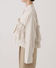 CTBKD02062 TONEA(トネア) ストライプフリルシャツ ライトブルー