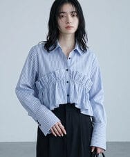CTBKD02062 TONEA(トネア) ストライプフリルシャツ ライトブルー