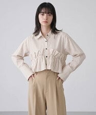 CTBKD02062 TONEA(トネア) ストライプフリルシャツ ライトブルー