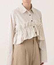 CTBKD02062 TONEA(トネア) ストライプフリルシャツ ライトブルー