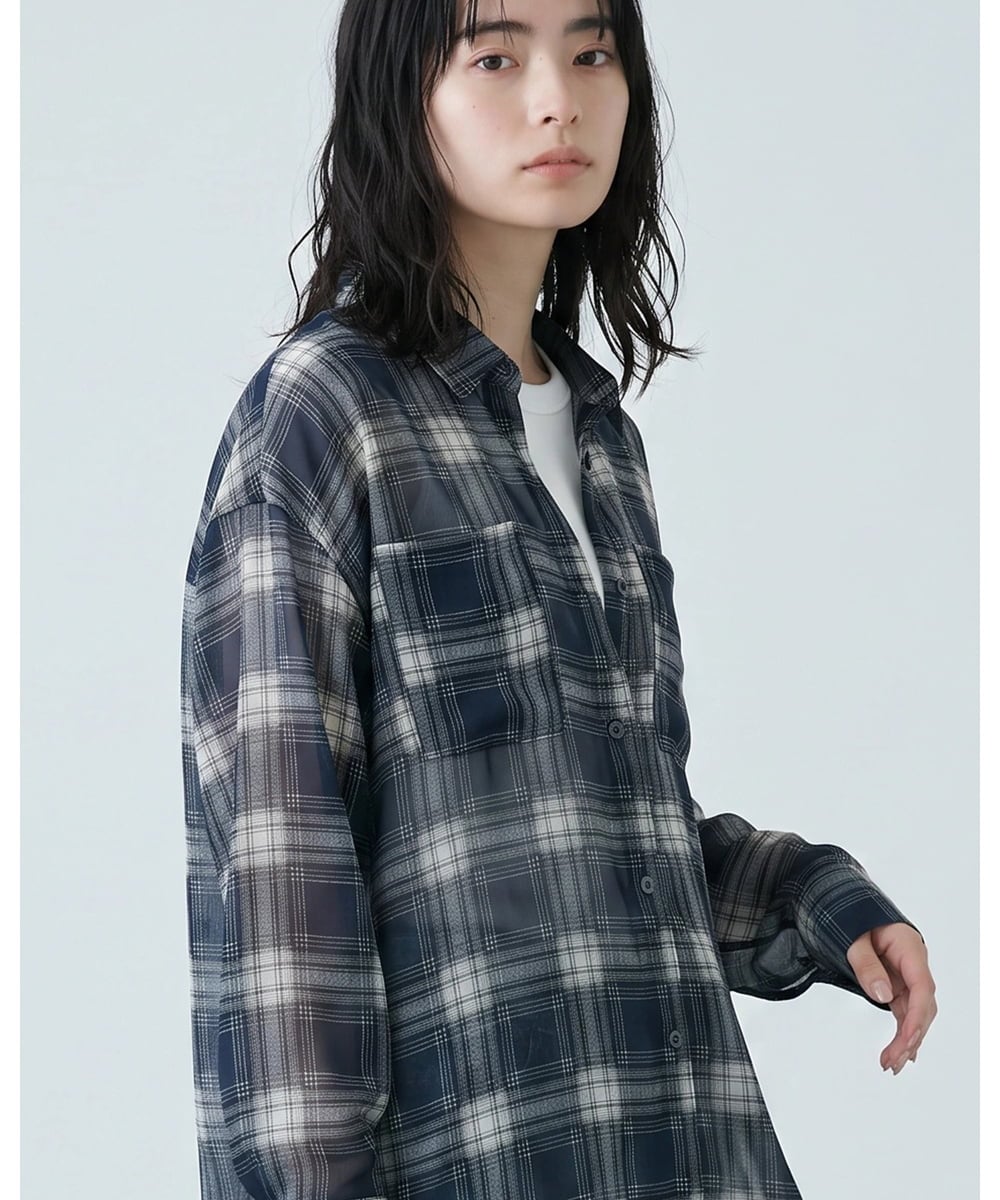 CTBKD04054 TONEA(トネア) シアーオンブレチェックシャツ ネイビー