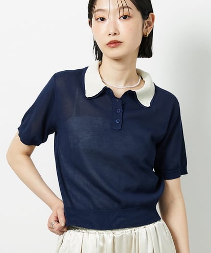 CTFID01043 TONEA 襟レイヤードポロニット