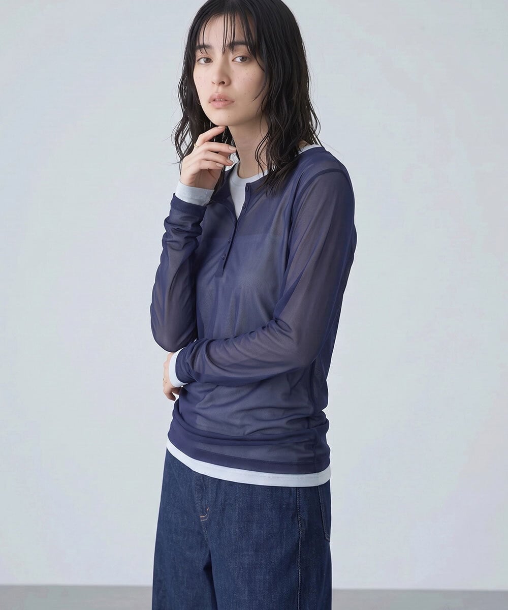 CTKKD04051 TONEA(トネア) シアーヘンリーネック レイヤードトップス アイボリー