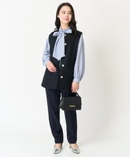 F1BFA02150 MK MICHEL KLEIN(小さいサイズ)(メゾン ドゥ サンク) 【小さいサイズ】ボウタイ付きスタンドカラーブラウス ライトブルー