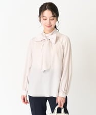 F1BFA02150 MK MICHEL KLEIN(小さいサイズ)(メゾン ドゥ サンク) 【小さいサイズ】ボウタイ付きスタンドカラーブラウス ベージュ