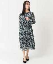 F1BFA07140 MK MICHEL KLEIN(小さいサイズ)(メゾン ドゥ サンク) 【小さいサイズ】花柄シフォンブラウス/洗える/セットアップ対応 アイボリー