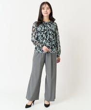 F1BFA07140 MK MICHEL KLEIN(小さいサイズ)(メゾン ドゥ サンク) 【小さいサイズ】花柄シフォンブラウス/洗える/セットアップ対応 アイボリー