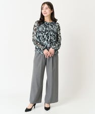 F1BFA07140 MK MICHEL KLEIN(小さいサイズ)(メゾン ドゥ サンク) 【小さいサイズ】花柄シフォンブラウス/洗える/セットアップ対応 アイボリー