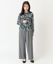 F1BFA07140 MK MICHEL KLEIN(小さいサイズ)(メゾン ドゥ サンク) 【小さいサイズ】花柄シフォンブラウス/洗える/セットアップ対応 アイボリー