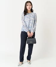 F1BFA07140 MK MICHEL KLEIN(小さいサイズ)(メゾン ドゥ サンク) 【小さいサイズ】花柄シフォンブラウス/洗える/セットアップ対応 アイボリー