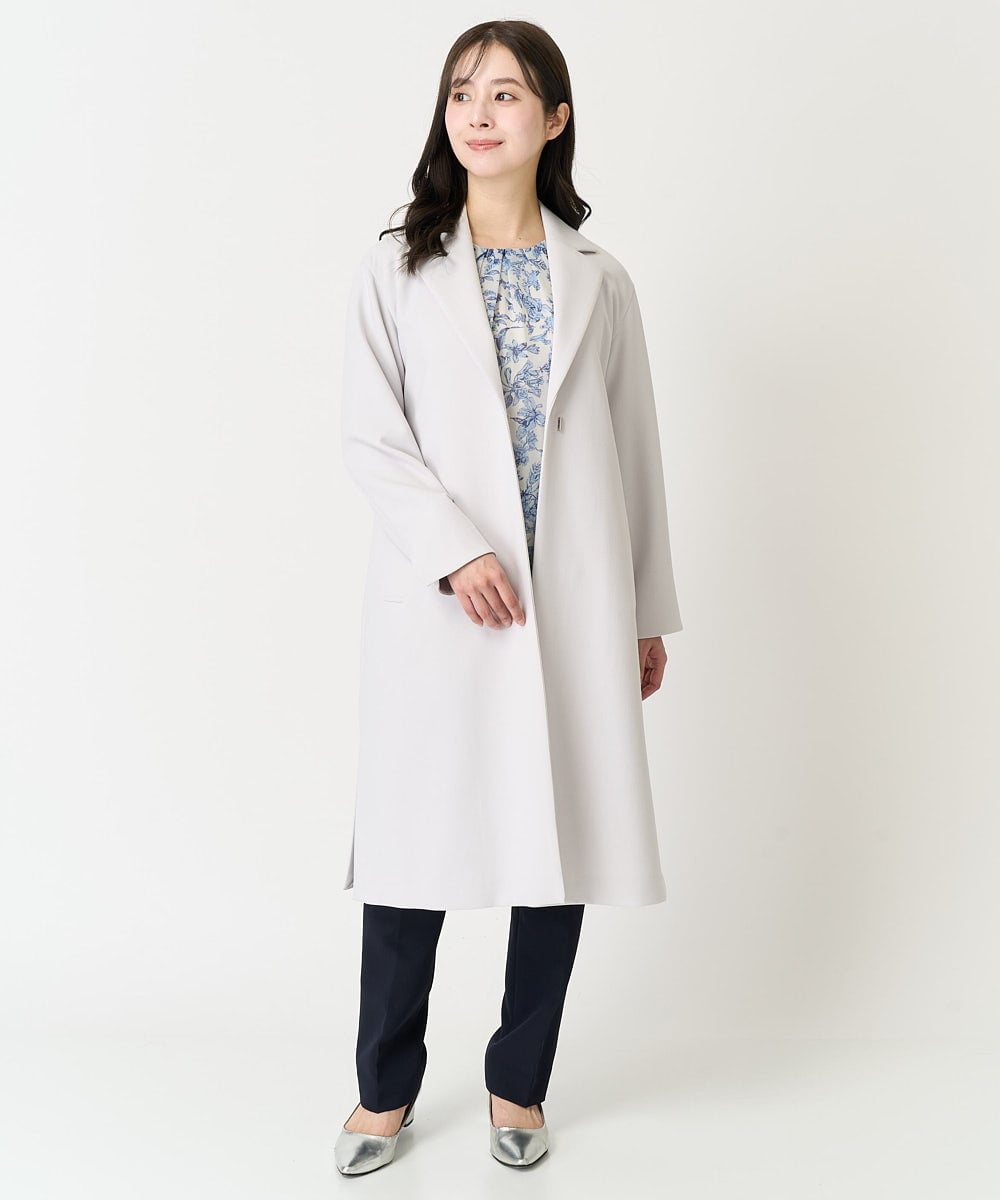 F1BFA07140 MK MICHEL KLEIN(小さいサイズ)(メゾン ドゥ サンク) 【小さいサイズ】花柄シフォンブラウス/洗える/セットアップ対応 アイボリー