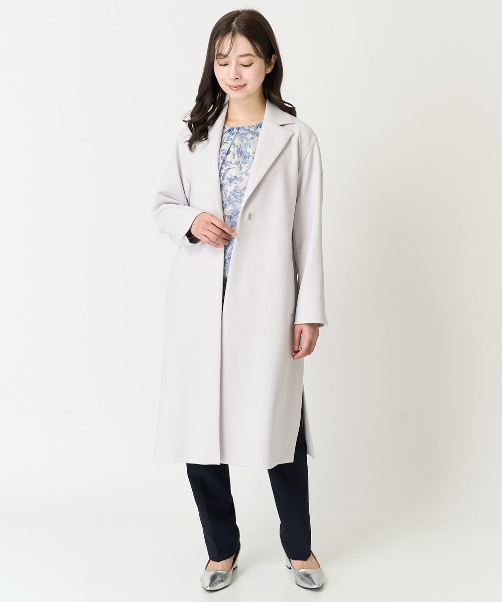 F1BFA07140 MK MICHEL KLEIN(小さいサイズ)(メゾン ドゥ サンク) 【小さいサイズ】花柄シフォンブラウス/洗える/セットアップ対応 アイボリー