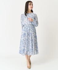 F1BFA07140 MK MICHEL KLEIN(小さいサイズ)(メゾン ドゥ サンク) 【小さいサイズ】花柄シフォンブラウス/洗える/セットアップ対応 アイボリー