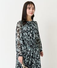 F1BFA07140 MK MICHEL KLEIN(小さいサイズ)(メゾン ドゥ サンク) 【小さいサイズ】花柄シフォンブラウス/洗える/セットアップ対応 アイボリー