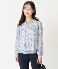 F1BFA07140 MK MICHEL KLEIN(小さいサイズ)(メゾン ドゥ サンク) 【小さいサイズ】花柄シフォンブラウス/洗える/セットアップ対応 アイボリー