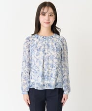 F1BFA07140 MK MICHEL KLEIN(小さいサイズ)(メゾン ドゥ サンク) 【小さいサイズ】花柄シフォンブラウス/洗える/セットアップ対応 アイボリー