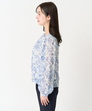 F1BFA07140 MK MICHEL KLEIN(小さいサイズ)(メゾン ドゥ サンク) 【小さいサイズ】花柄シフォンブラウス/洗える/セットアップ対応 アイボリー