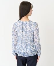F1BFA07140 MK MICHEL KLEIN(小さいサイズ)(メゾン ドゥ サンク) 【小さいサイズ】花柄シフォンブラウス/洗える/セットアップ対応 アイボリー