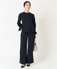 F1BFA24130 MK MICHEL KLEIN(小さいサイズ)(メゾン ドゥ サンク) 【小さいサイズ】タックフリルデザインスリーブブラウス/撥水加工/洗える/セットアップ対応 ネイビー