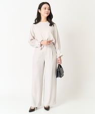 F1BFA24130 MK MICHEL KLEIN(小さいサイズ)(メゾン ドゥ サンク) 【小さいサイズ】タックフリルデザインスリーブブラウス/撥水加工/洗える/セットアップ対応 ネイビー